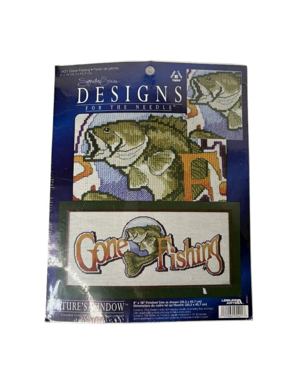 Cross Stitch Kit Nature's Window Gone Fishing Bass Largemouth